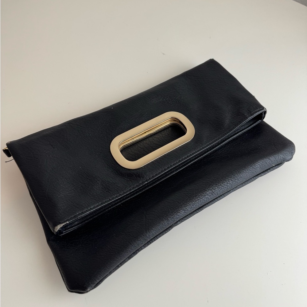 Aldo Black Textured Bag with Gold Details